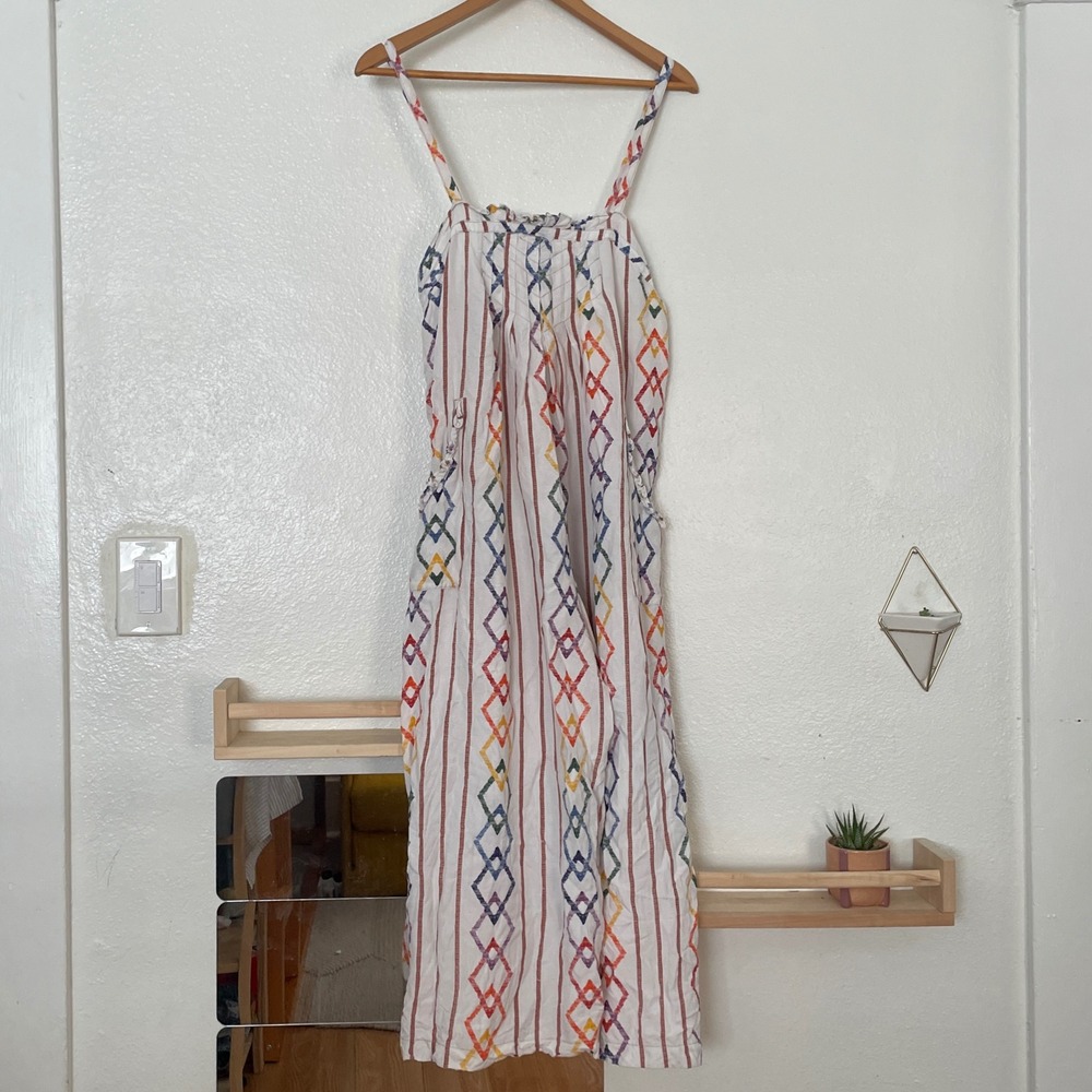 Current Air Los Angeles Rainbow Geometric Stripe Wide Leg Jumpsuit Small
